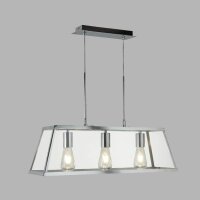 Pendelleuchte 3-flammig Chrom Klar E27 Glas Metall