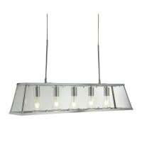 H&auml;ngeleuchte Glas Metall B: 90 cm 5x E27 Chrom Klar