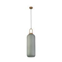 Pendelleuchte in Messing Wei&szlig; ge&auml;tzt E27 &Oslash; 15 cm Glas