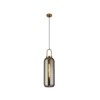 H&auml;ngelampe &Oslash; 15 cm E27 in Messing Rauchgrau rund