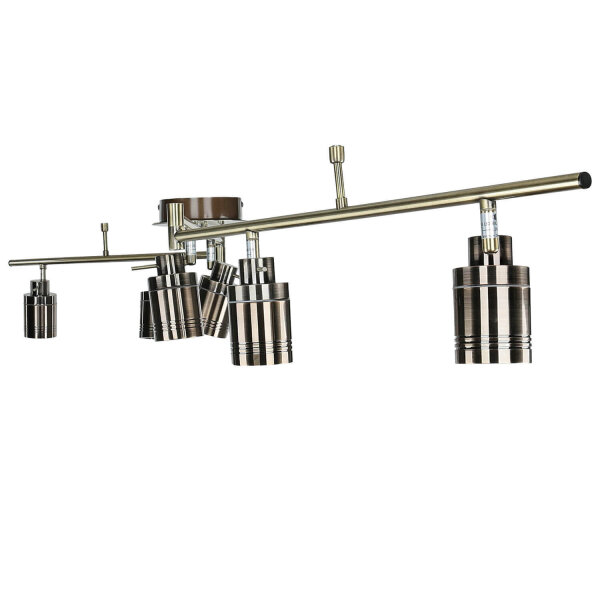 Deckenspot 6-flammig IP44 GU10 in Messing Antik Metall Bad