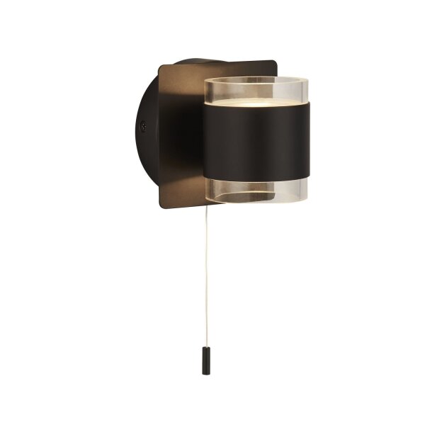 LED Wandlampe Bad Up Down Schalter IP44 Schwarz Klar 3000 K