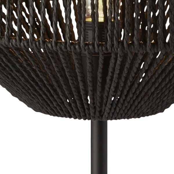 Tischleuchte Schwarz 55 cm Ø 30,5 cm Seil Schirm E27Modern