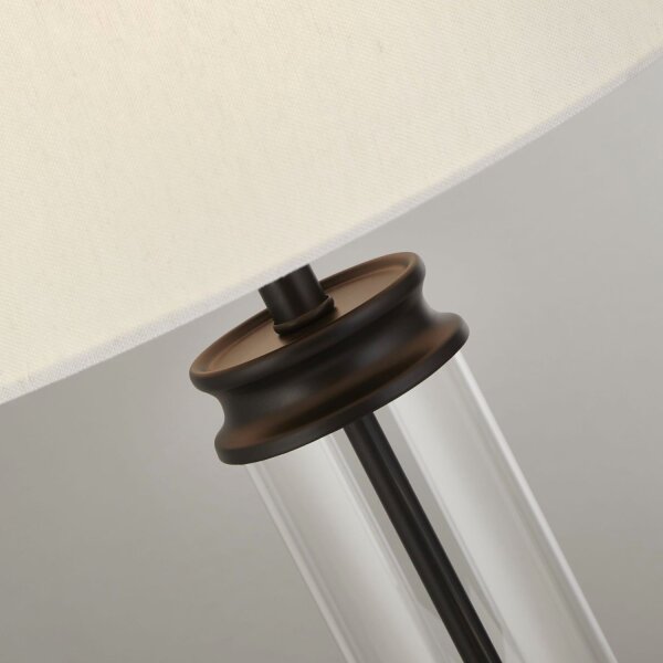 Tischleuchte 63 cm Schwarz Weiß E27 Stoff Glas