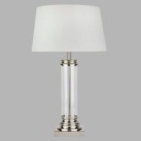 Tischleuchte 63 cm E27 in Silber matt Weiß Glas