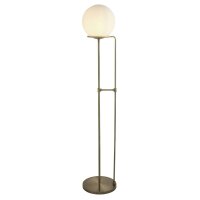 Stehleuchte E27 145 cm in Messing Antik Weiß Glas...