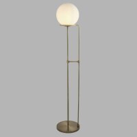 Stehleuchte E27 145 cm in Messing Antik Weiß Glas...