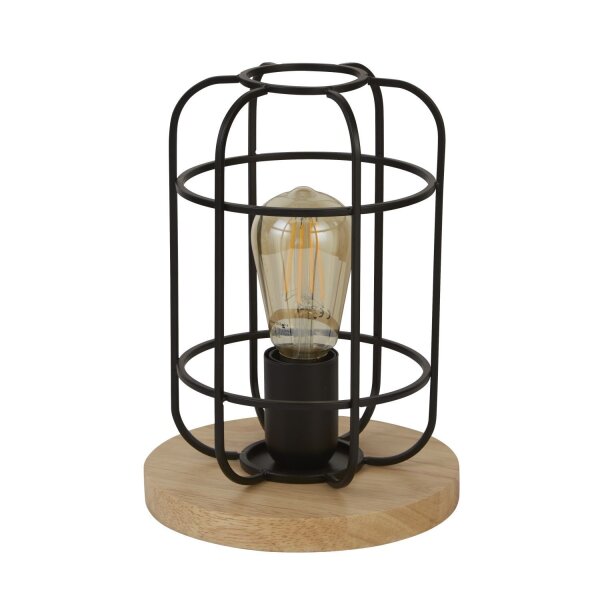 Tischlampe klein H: 24,5 cm Ø 18 cm E27 Metall Holz
