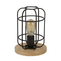 Tischlampe klein H: 24,5 cm Ø 18 cm E27 Metall Holz