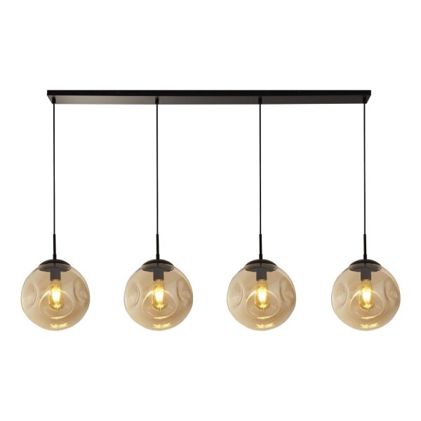 Pendelleuchte 4-flammig E27 Schwarz Champagner Glas