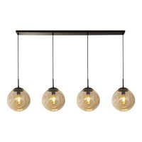 Pendelleuchte 4-flammig E27 Schwarz Champagner Glas