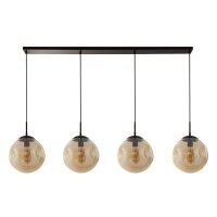 Pendelleuchte 4-flammig E27 Schwarz Champagner Glas