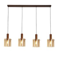 H&auml;ngelampe Rauchglas B: 142 cm 4-flammig E27 Braun Bernstein