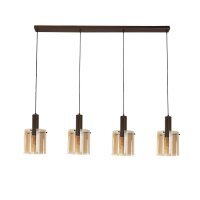 Hängelampe Rauchglas B: 142 cm 4-flammig E27 Braun...
