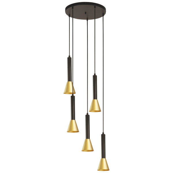 Hängeleuchte 5-flammig GU10 Ø 37 cm in Schwarz Gold