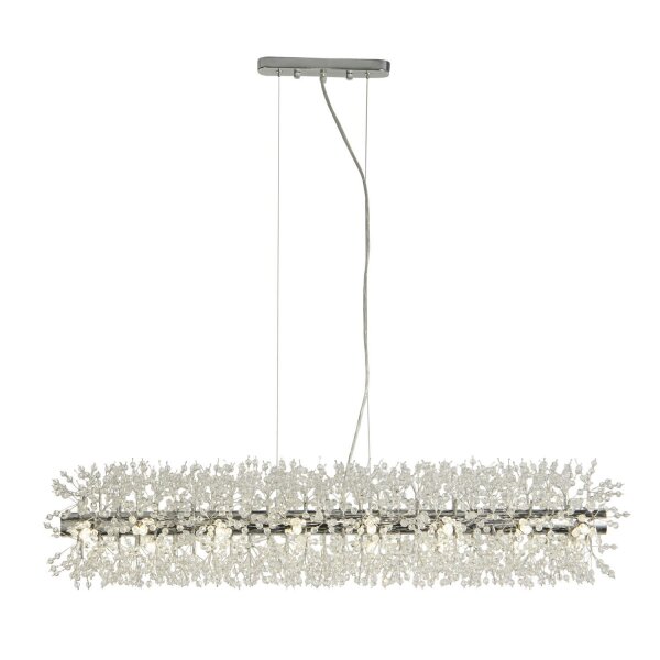 Pendelleuchte Kristall 100 cm lang Chrom Klar 16x G9