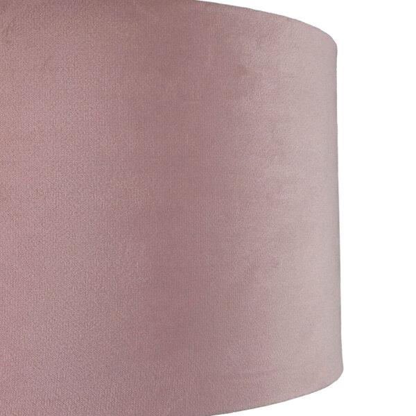 Lampenschirm Samt D: 28 cm in Pink Silber rund
