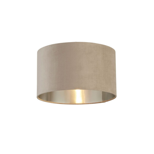 Lampenschirm Samt Taupe Silber D: 38 cm für Hängelampe