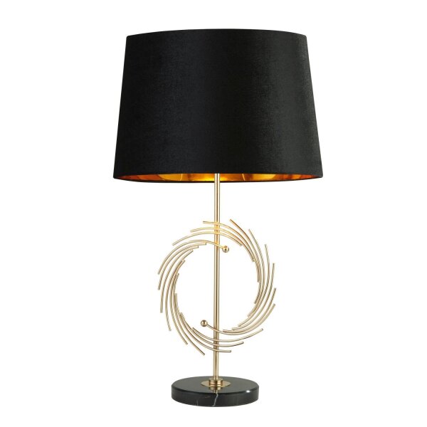 Tischlampe 56 cm D: 35 cm E27 in Gold Schwarz rund