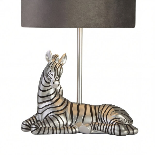 Tischlampe Modern 35 cm Zebra E27 in Silber Schwarz