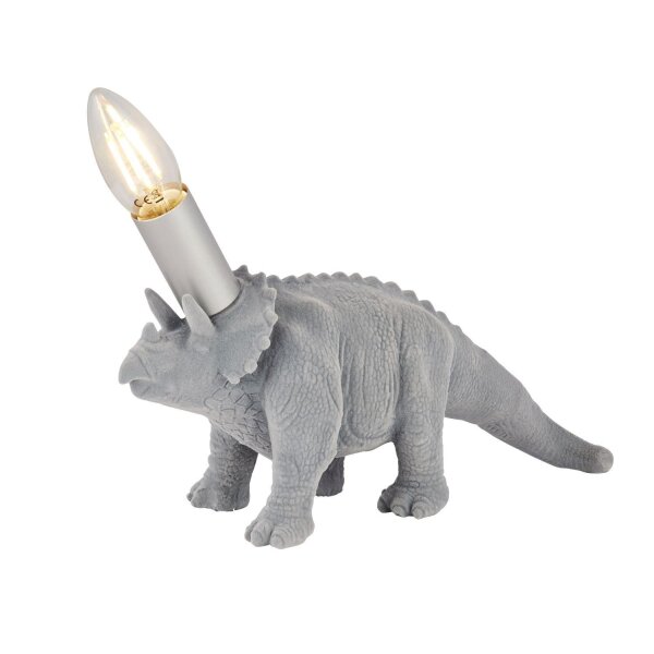 Kinderzimmerleuchte Tisch H: 17 cm Grau E14 Dinosaurier
