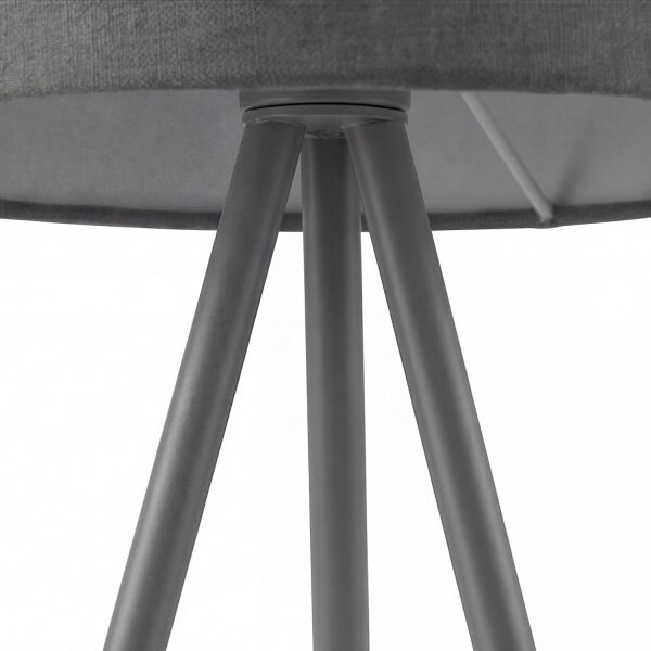 Nachttischlampe Tripod Stoff Grau Silber H:54 cm E14