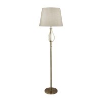 Stehleuchte 152 cm E27 in Messing Antik Creme Stoffschirm