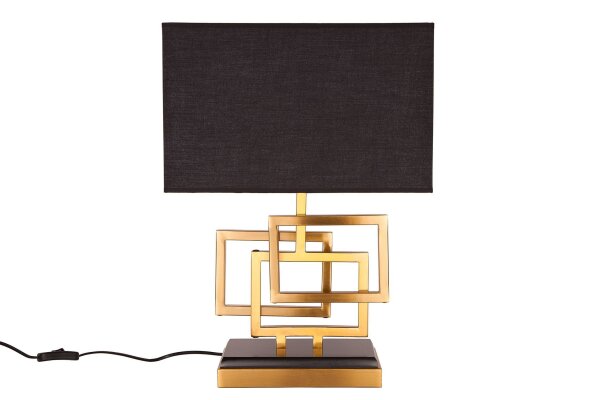 Wohnliche Tischleuchte Schwarz Gold Stoff blendarm E27