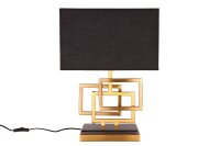 Wohnliche Tischleuchte Schwarz Gold Stoff blendarm E27