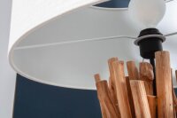 Dreibein Stehleuchte Holz Leinen Ablage 153 cm blendarm