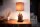 Tischlampe Stoff Holz blendarm E14 45 cm in Natur Braun