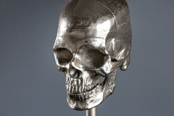 Tischleuchte Silber Schwarz Totenkopf E27 Metall Stoff