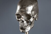 Tischleuchte Silber Schwarz Totenkopf E27 Metall Stoff