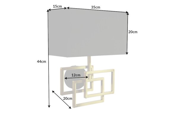 Wandlampe Stoff blendarm T:20 cm E27 in Gold Schwarz