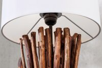 Tischlampe Weiß Holz Stoff E27 H:58 cm gemütlich