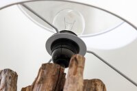 Tischleuchte Holz Stoff Weiß 58 cm groß E27...