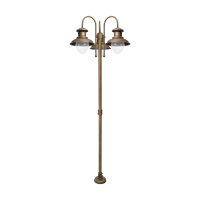 Wegeleuchte 3-flammig IP44 E27 210 cm Messing Glas
