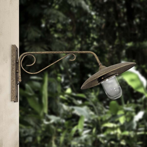 Wandleuchte außen IP44 Messing E27 in Bronze Antik matt
