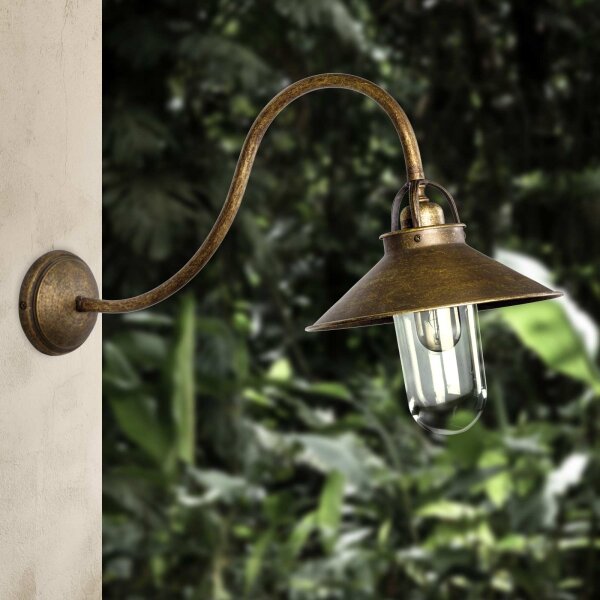 Außenleuchte Wand IP44 E27 in Bronze Antik matt Echt-Messing