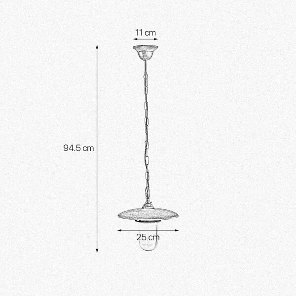 Pendelleuchte außen IP44 Messing Glas E27 Ø 25 cm