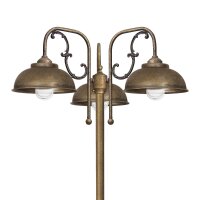 Stehlampe außen IP44 210 cm 3-flammig E27 Messing...