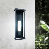 Außenleuchte Wand in Bronze matt IP43 E27 Eisen Glas