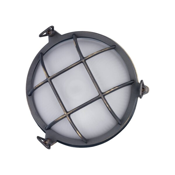 Außenwandleuchte IP44 Ø 25 cm Maritim Echt-Messing Glas
