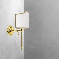 Wandlampe E14 Messing poliert Stoff Weiß Klassisch