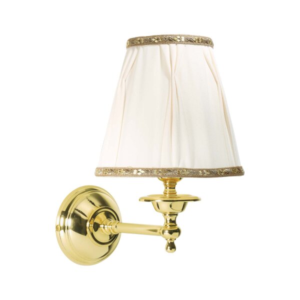 Wandlampe Schlafzimmer H: 26 cm klein Messing Stoff