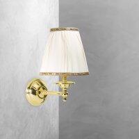 Wandlampe Schlafzimmer H: 26 cm klein Messing Stoff