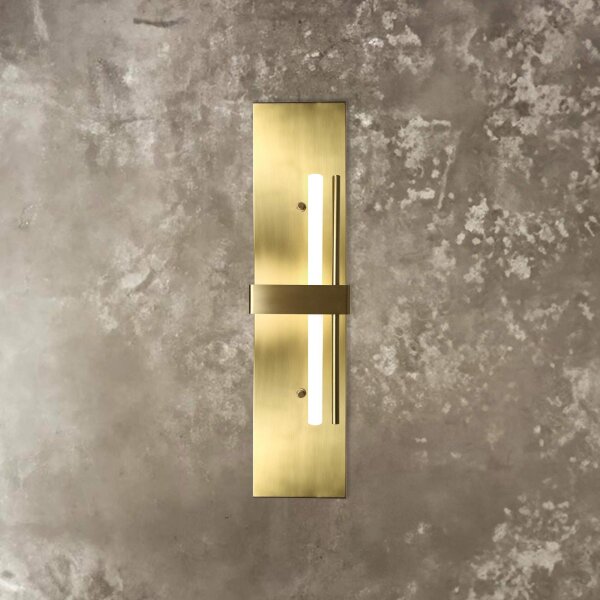 Wandlampe Messing H: 80 cm groß massiv in Bronze hell für S14d