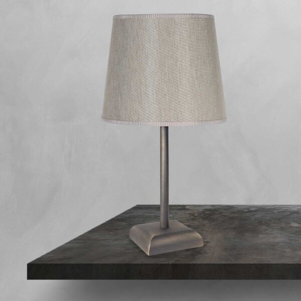 Nachttischlampe E27 Messing Stoff 35 cm in Bronze matt Beige