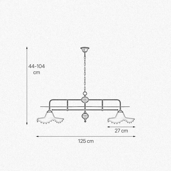 Pendelleuchte 2-flammig in Bronze Antik Weiß E27 Messing Glas