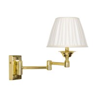 Wandlampe Messing poliert Stoff Weiß E14 Gelenkarm